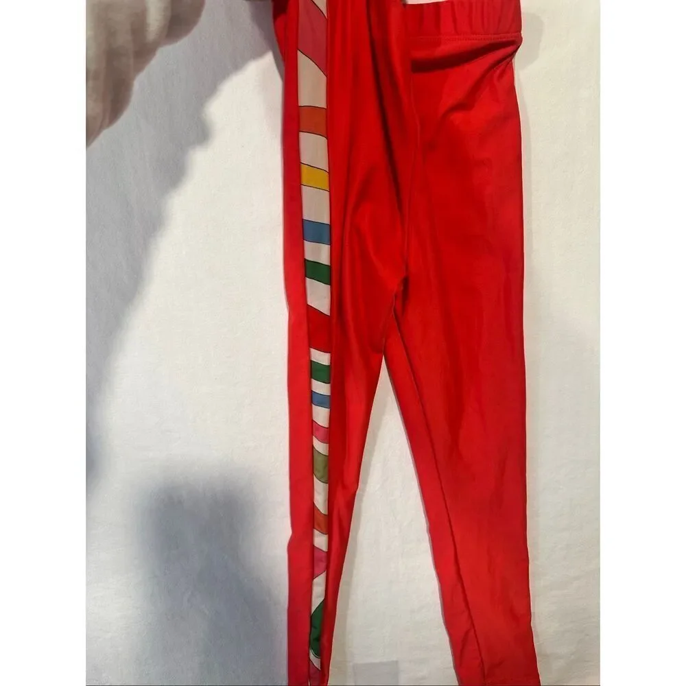Emilio Pucci Marmo Print Red Girls Leggings, Size 6